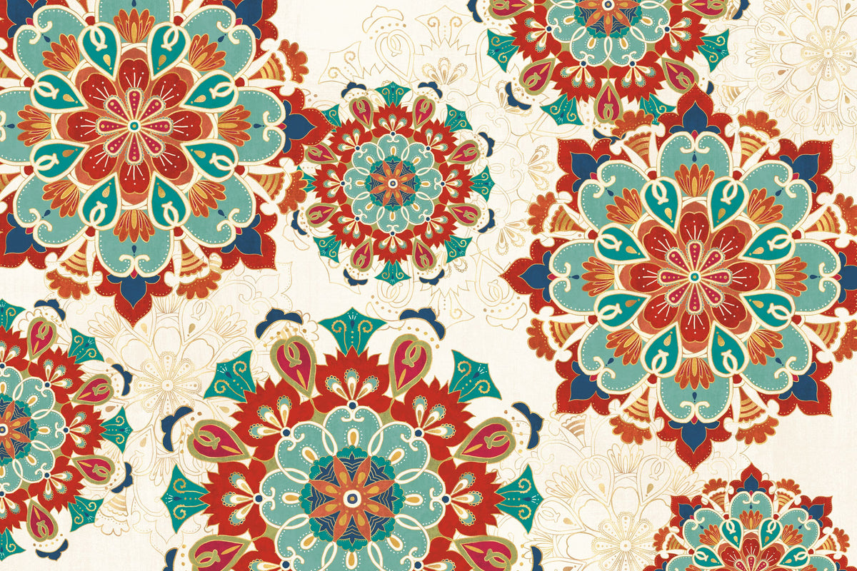 Folk Floral VIII Mural Wallpaper - pure wallpaper artwork