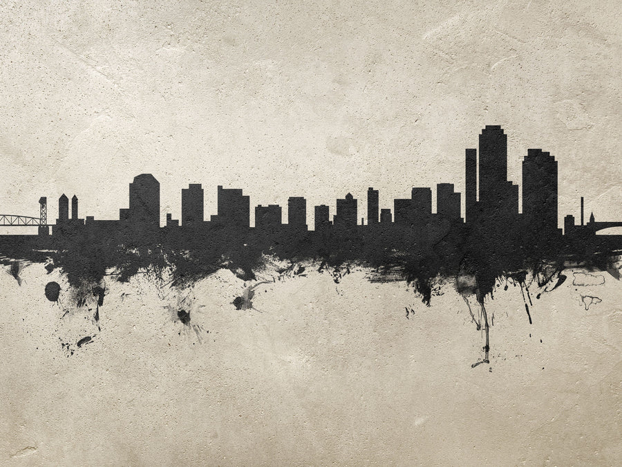 Wilmington Delaware Skyline Concrete Mural Wallpaper