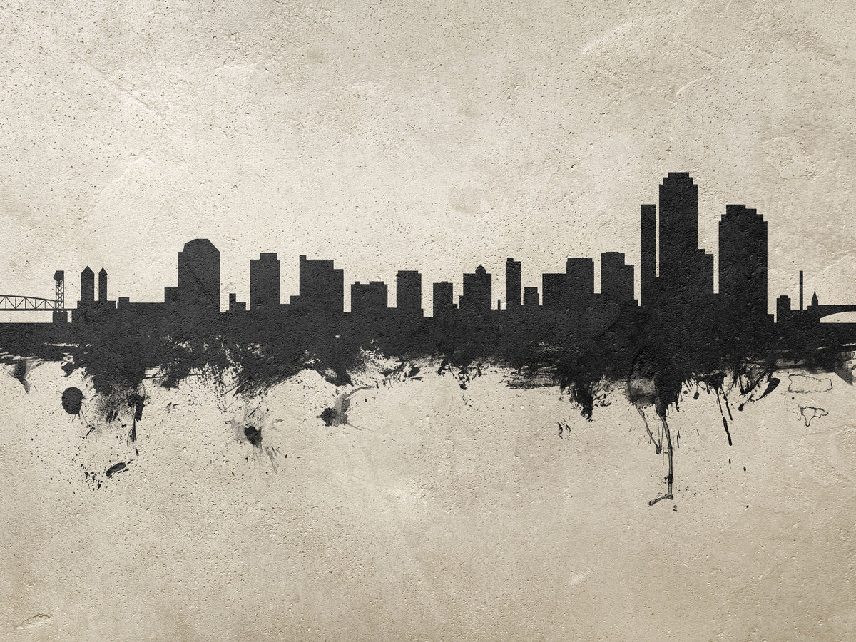 Wilmington Delaware Skyline Concrete Mural Wallpaper - pure wallpaper artwork