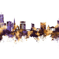 Guildford England Skyline Purpl & Gold Mural Wallpaper - pure wallpaper artwork