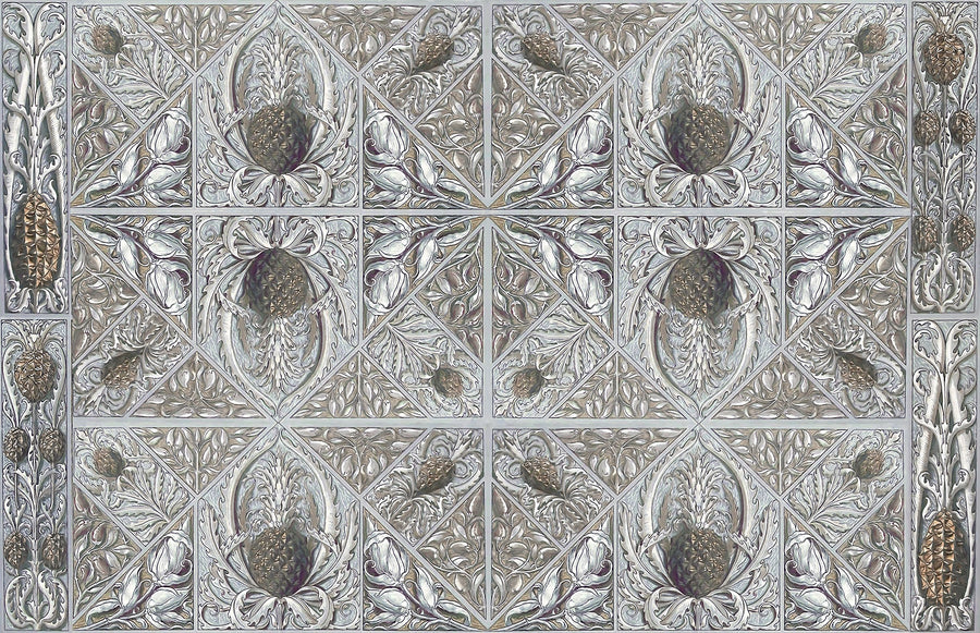 Pineapple Deco Mural Wallpaper - Neutral Tone