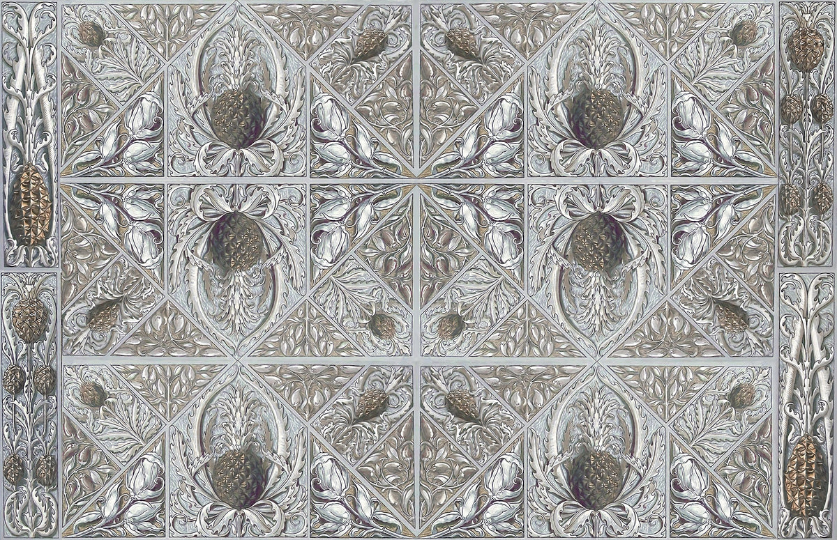 Pineapple Deco Mural Wallpaper - Neutral Tone - pure wallpaper artwork