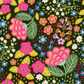 Happy Flowers, Pine Green Mural Wallpaper - pure wallpaper artwork