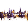 Münster Germany Skyline Purple & Gold Mural Wallpaper - pure wallpaper artwork