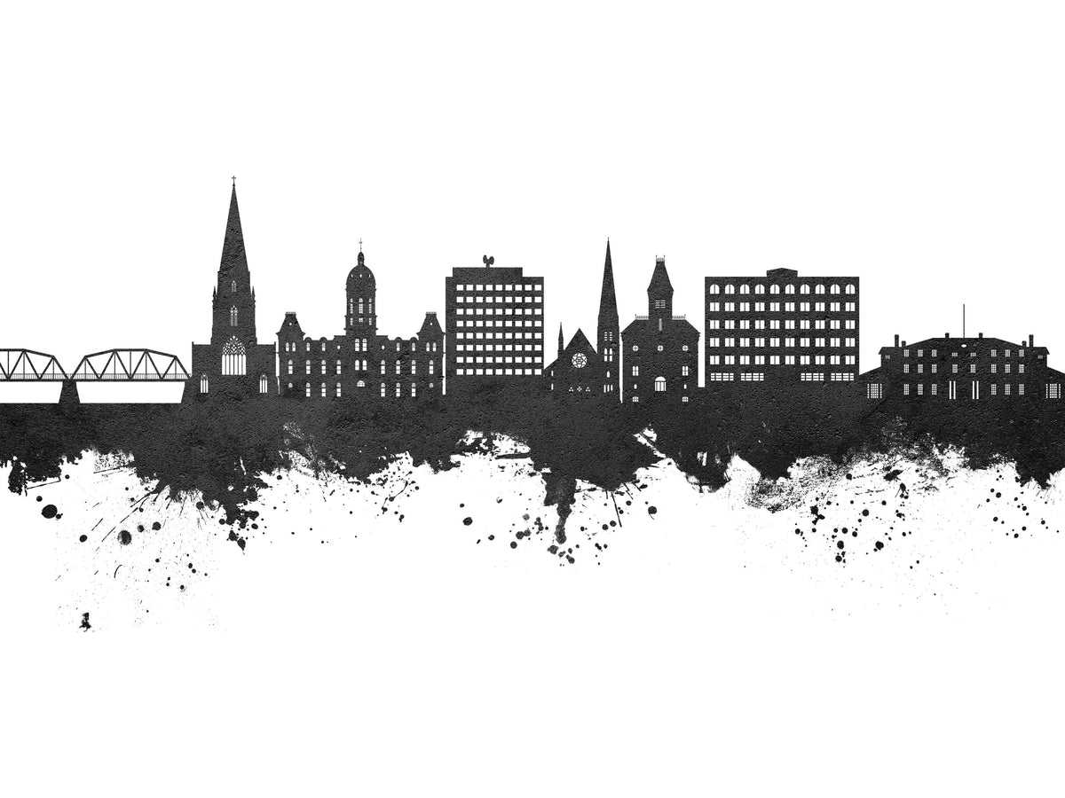Fredericton Canada Skyline Black & White Mural Wallpaper - pure wallpaper artwork