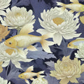 Dancing Fish, Yellow on Purple Mural Wallpaper - pure wallpaper artwork