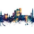 Grenoble Skyline Blue & Bronze Mural Wallpaper - pure wallpaper artwork