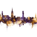Bruges Belgium Skyline Purple & Gold Mural Wallpaper - pure wallpaper artwork