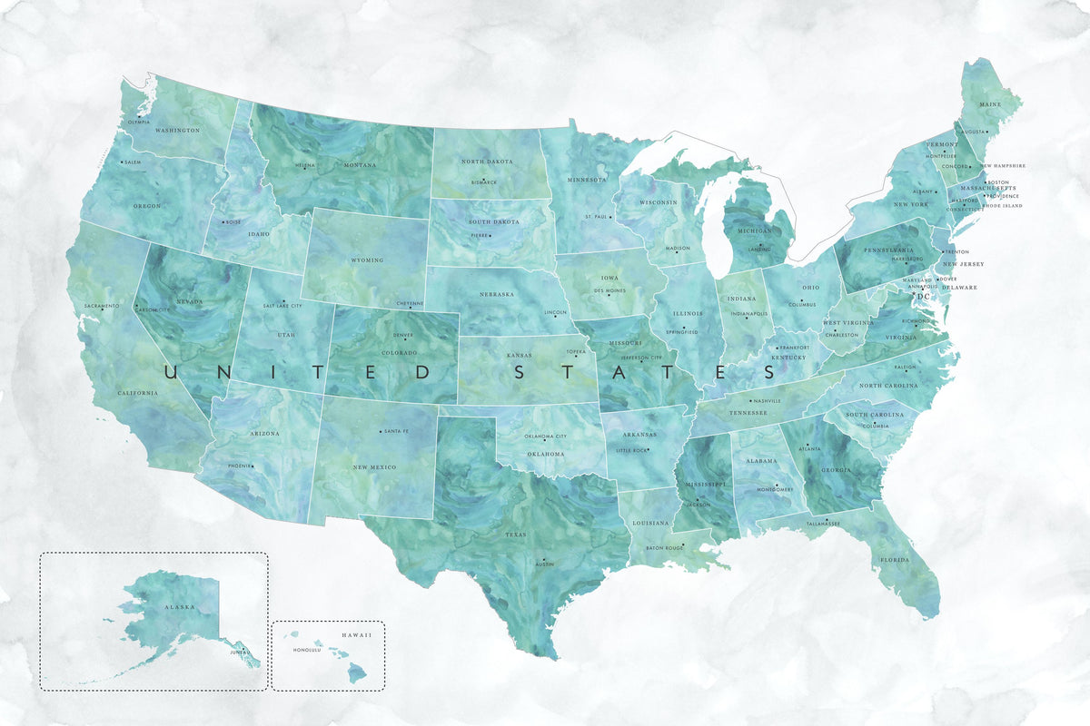 US State Map - Lia Wash Mural Wallpaper - pure wallpaper artwork