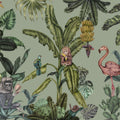 Monkeys with Birds, Pistachio Mural Wallpaper - pure wallpaper artwork