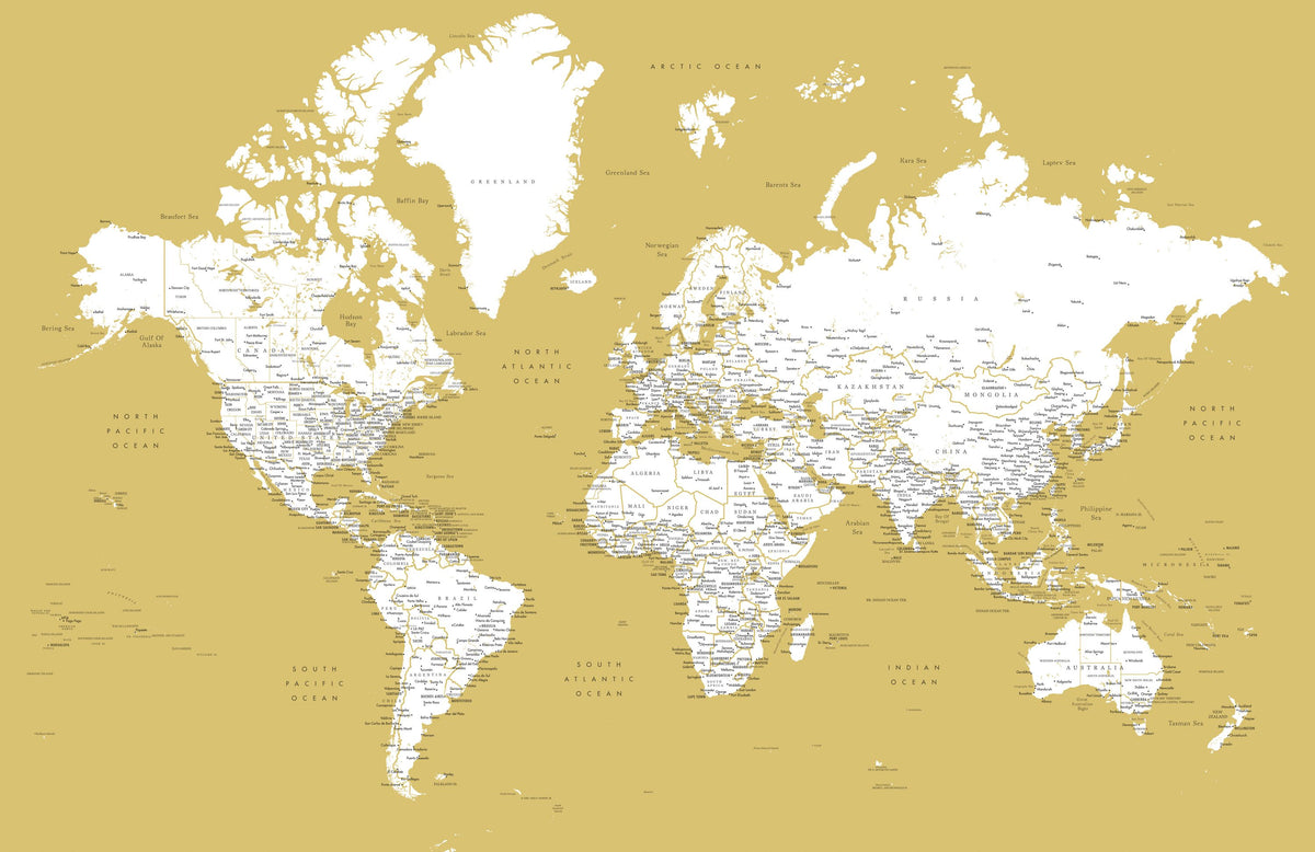 World Map Cities - Andrew Mural Wallpaper - pure wallpaper artwork