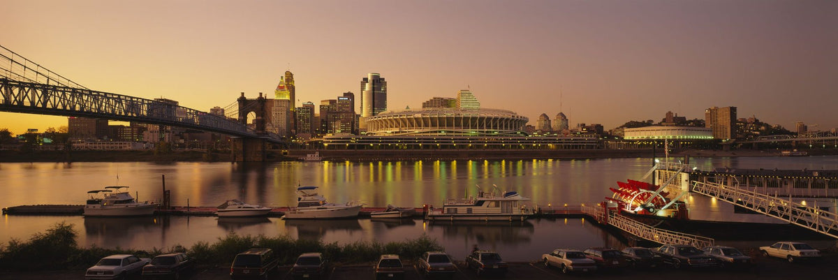 Riverfront Sunset Panorama Mural Wallpaper - pure wallpaper artwork