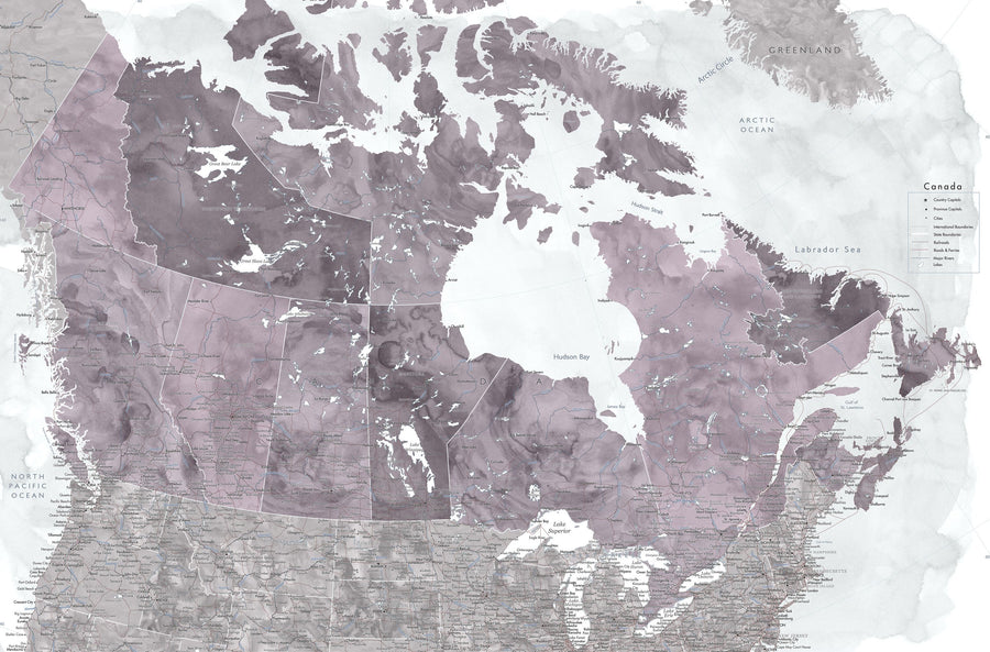Canada Map Detailed - Helewidis Mural Wallpaper