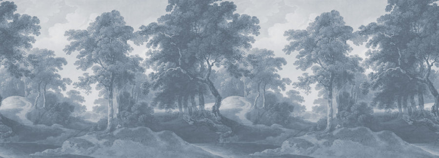 Historic Lands, Washed Blue Mural Wallpaper