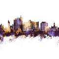 Portland Maine Skyline Purple & Gold Mural Wallpaper - pure wallpaper artwork