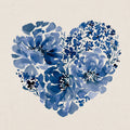 Blue Floral Heart Mural Wallpaper - pure wallpaper artwork