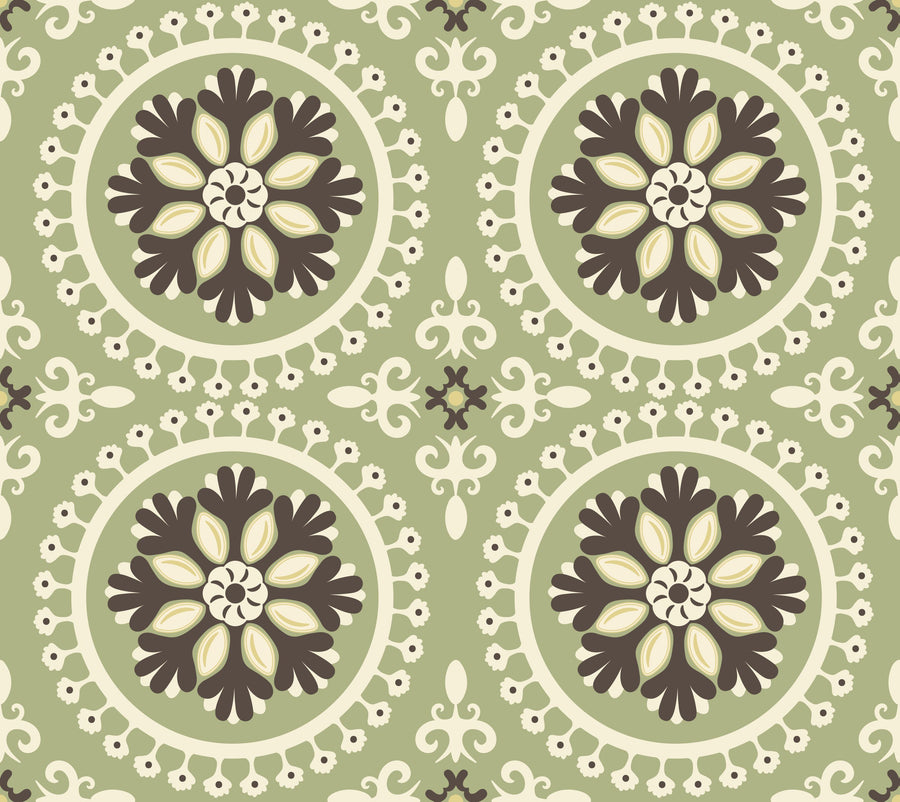 Geo Floral, Pistachio Mural Wallpaper