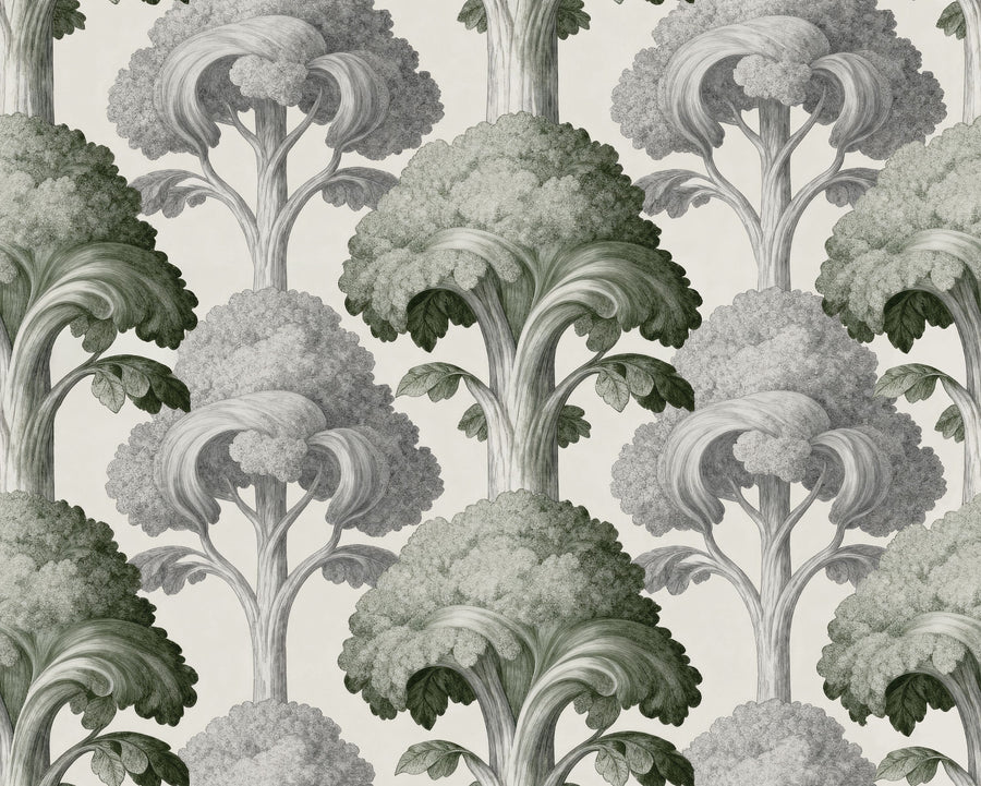Eat Your Greens, Pine Green Mural Wallpaper