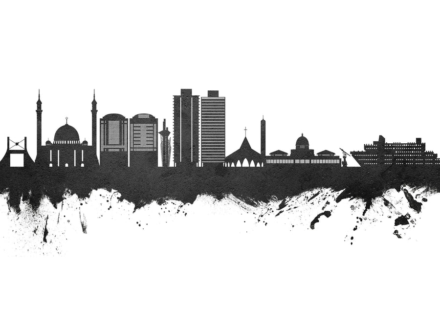 Abuja Nigeria Skyline Black & White Mural Wallpaper