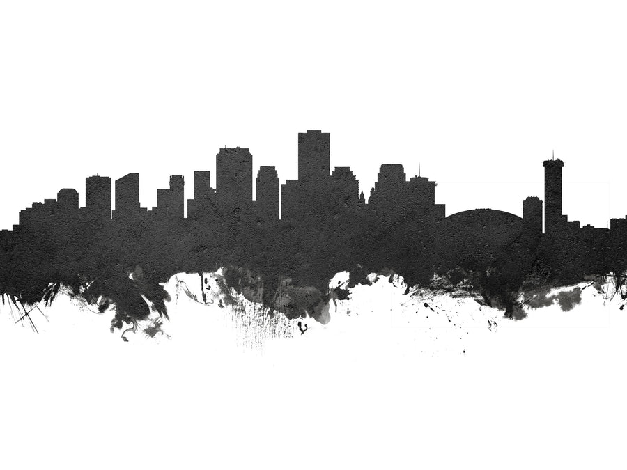 New Orleans Louisiana Skyline Black & White Mural Wallpaper