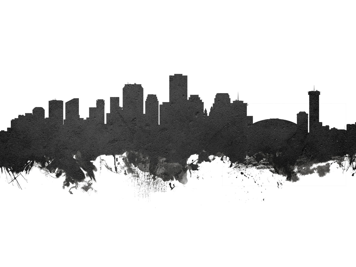 New Orleans Louisiana Skyline Black & White Mural Wallpaper - pure wallpaper artwork