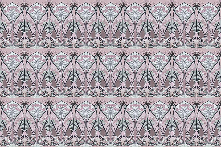 Floral Art Deco Aura, Petal Pink Mural Wallpaper
