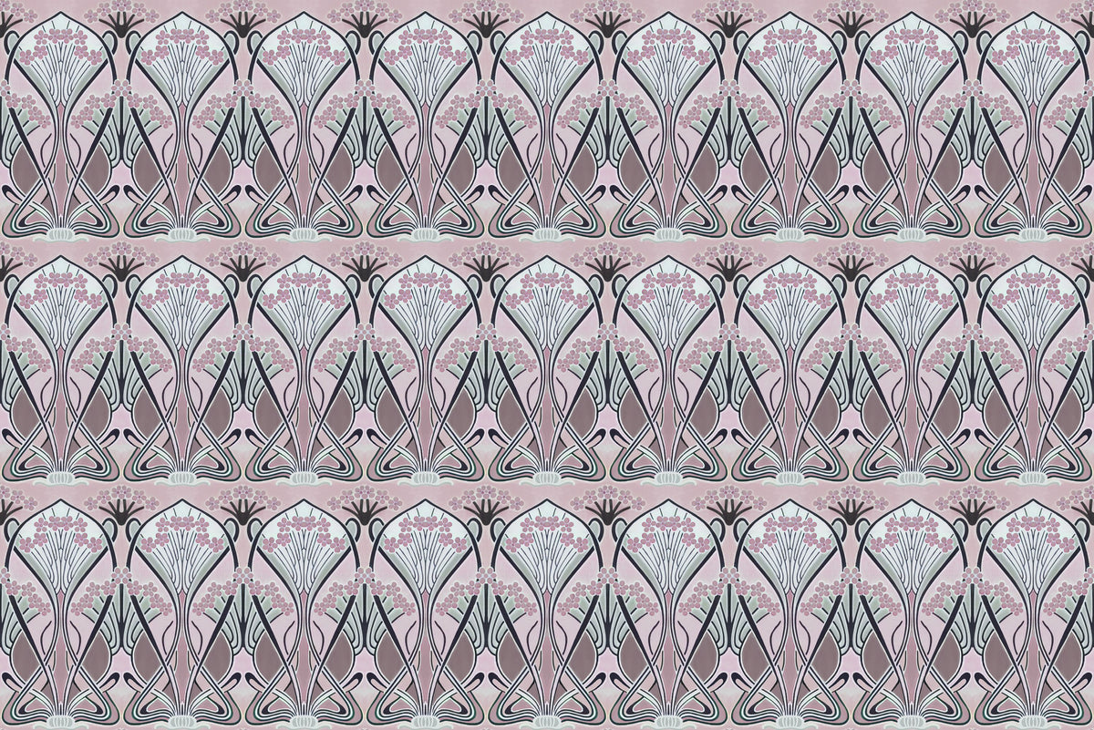 Floral Art Deco Aura, Petal Pink Mural Wallpaper - pure wallpaper artwork