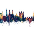 Maastricht the Netherlands Skyline Blue & Bronze Mural Wallpaper - pure wallpaper artwork