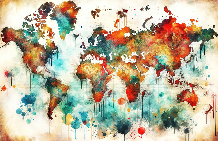 Watercolor Historical World Map Mural Wallpaper