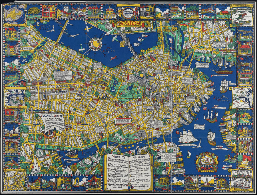 Decorative Boston Map Mural Wallpaper
