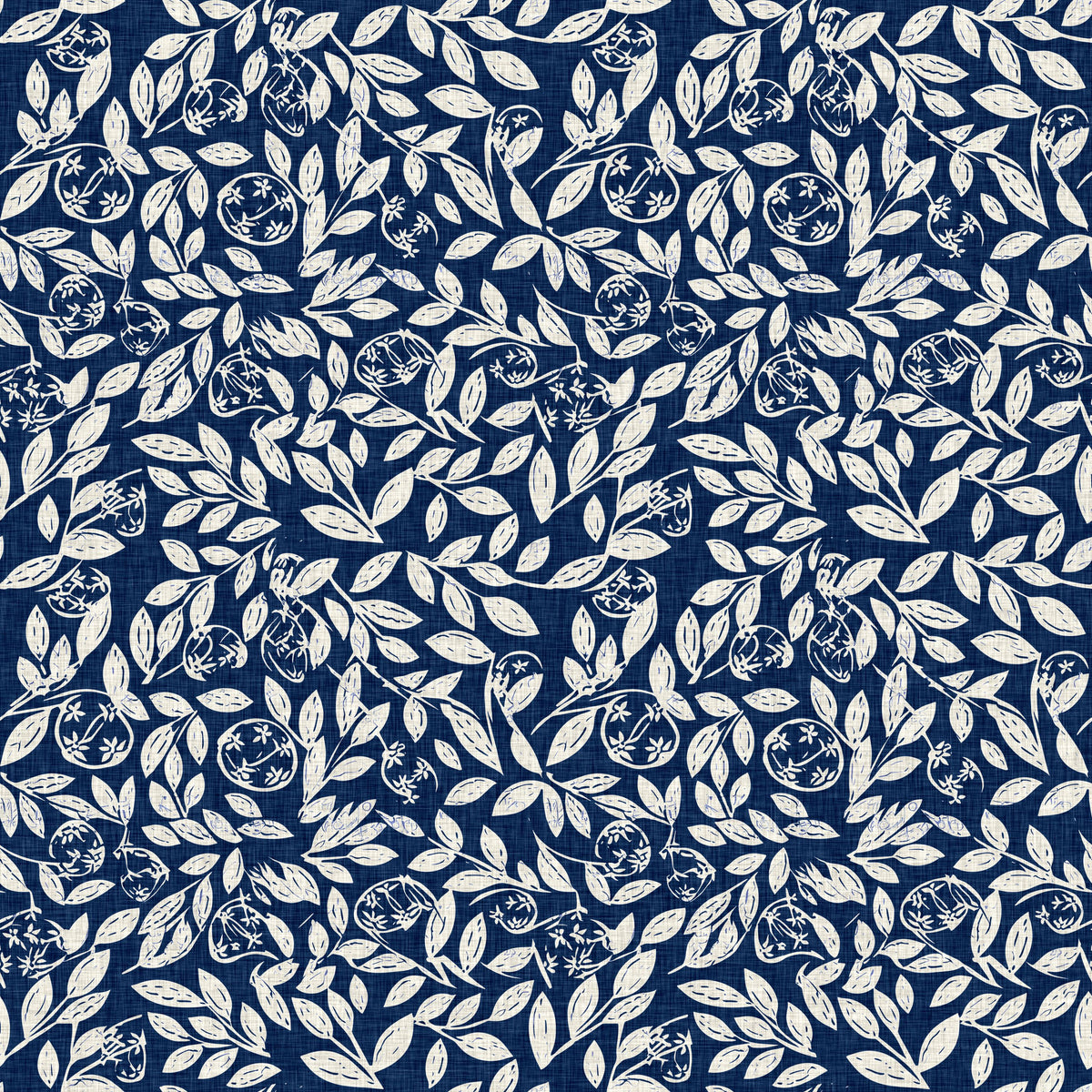 Hedge in Bloom, Indigo Blue Mural Wallpaper - pure wallpaper artwork