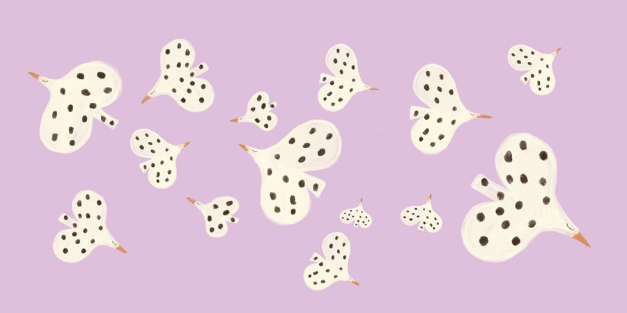 Birds Flying High, Lilac Mural Wallpaper