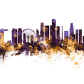 Singapore Skyline Purple & Gold Mural Wallpaper - pure wallpaper artwork