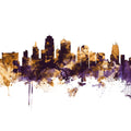 Kansas City Missouri Skyline Purple & Gold Mural Wallpaper - pure wallpaper artwork