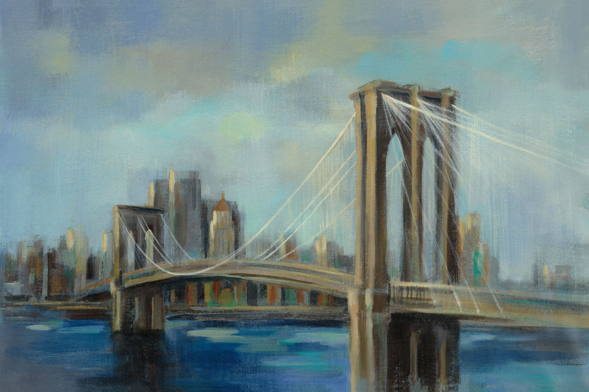 Painterly Brooklyn Bridge Mural Wallpaper - pure wallpaper artwork
