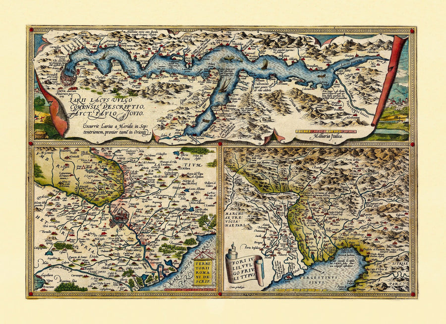 World Map Wallpaper Mural – Map Wall Mural – Old Map of Lake Como, Rome, Friuli, 1570 printable artwork