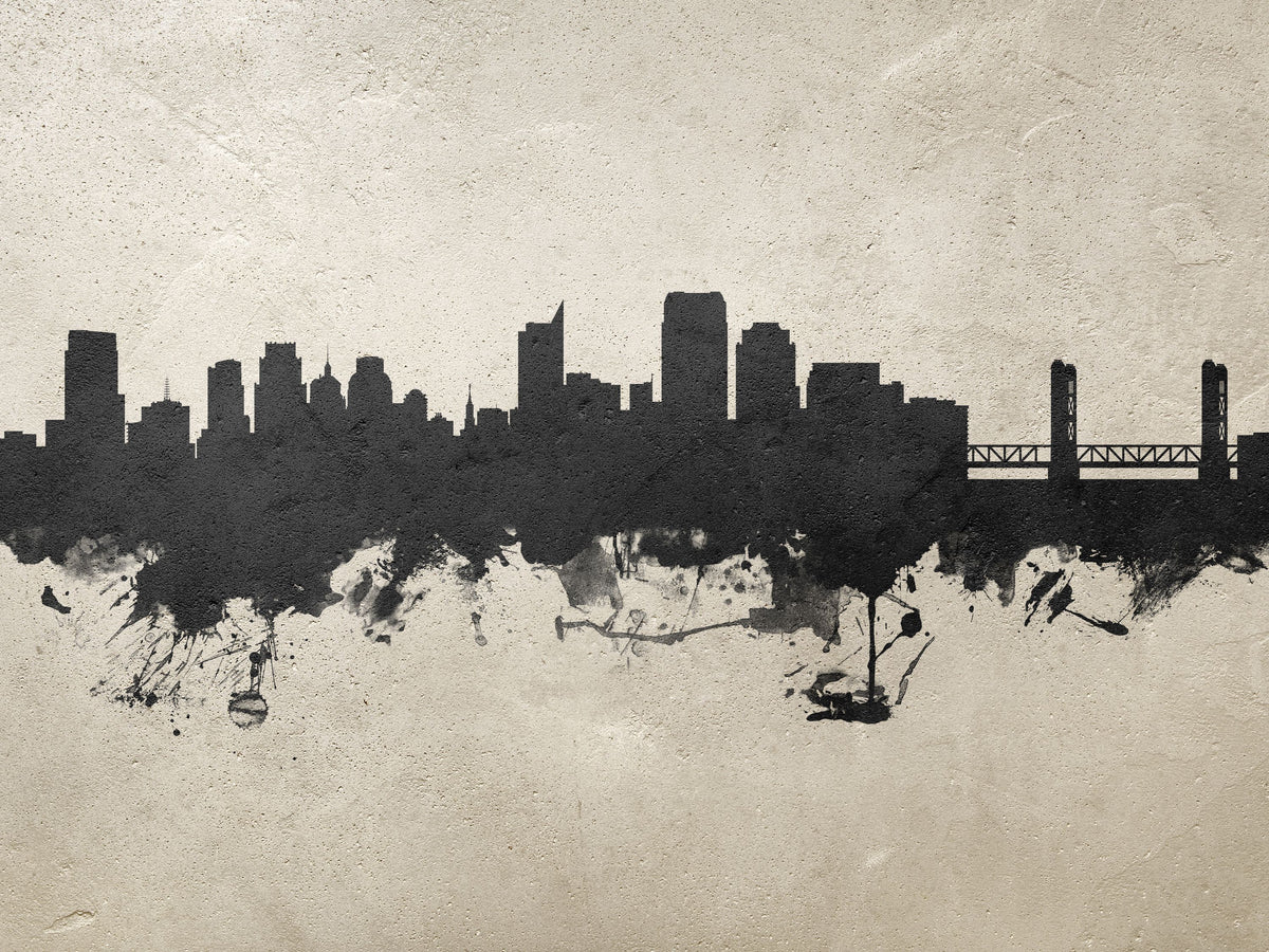 Sacramento California Skyline Concrete Mural Wallpaper - pure wallpaper artwork