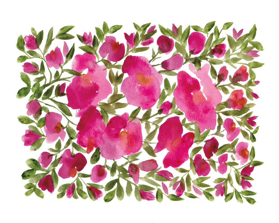 Rose Blooms Mural Wallpaper - Red Tone