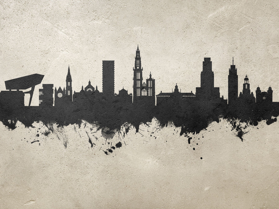 Antwerp Belgium Skyline Concrete Mural Wallpaper