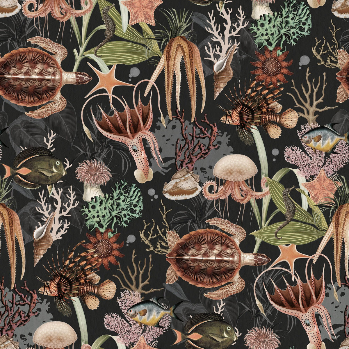 Deep Sea, Graphite Mural Wallpaper - pure wallpaper artwork