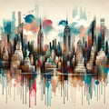 Watercolor New York Skyline Mural Wallpaper - pure wallpaper artwork