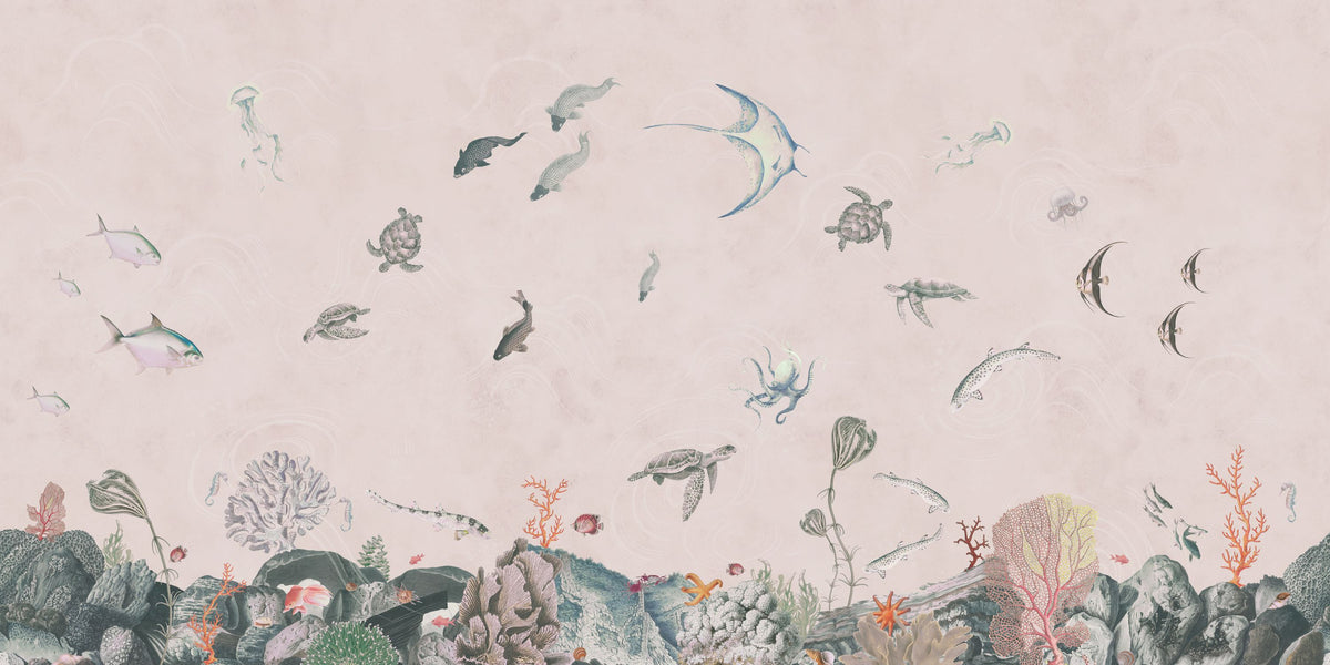 Great Reef, Rose Mural Wallpaper - pure wallpaper artwork