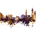 Hallstatt Austria Skyline Purple & Gold Mural Wallpaper - pure wallpaper artwork