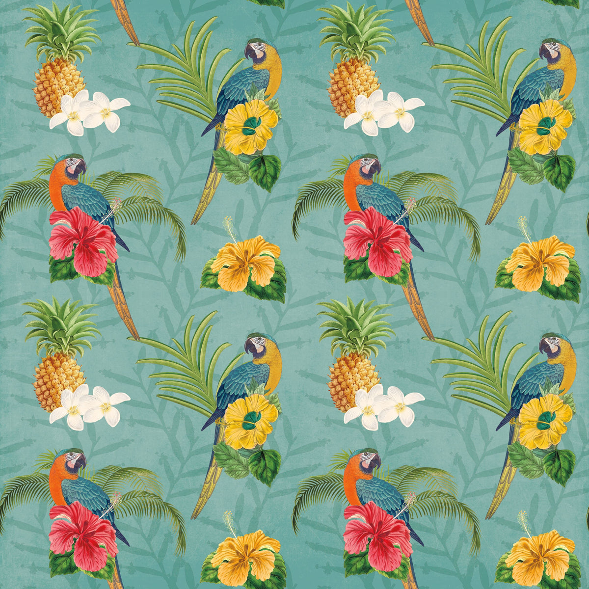 Parrot Paradise Turqouise Mural Wallpaper - pure wallpaper artwork