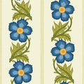 Floral Stripe, Blue Mural Wallpaper - pure wallpaper artwork
