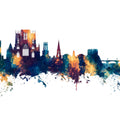 York England Skyline Blue & Bronze Mural Wallpaper - pure wallpaper artwork