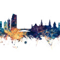 Leeds England Skyline Blue & Bronze Mural Wallpaper - pure wallpaper artwork