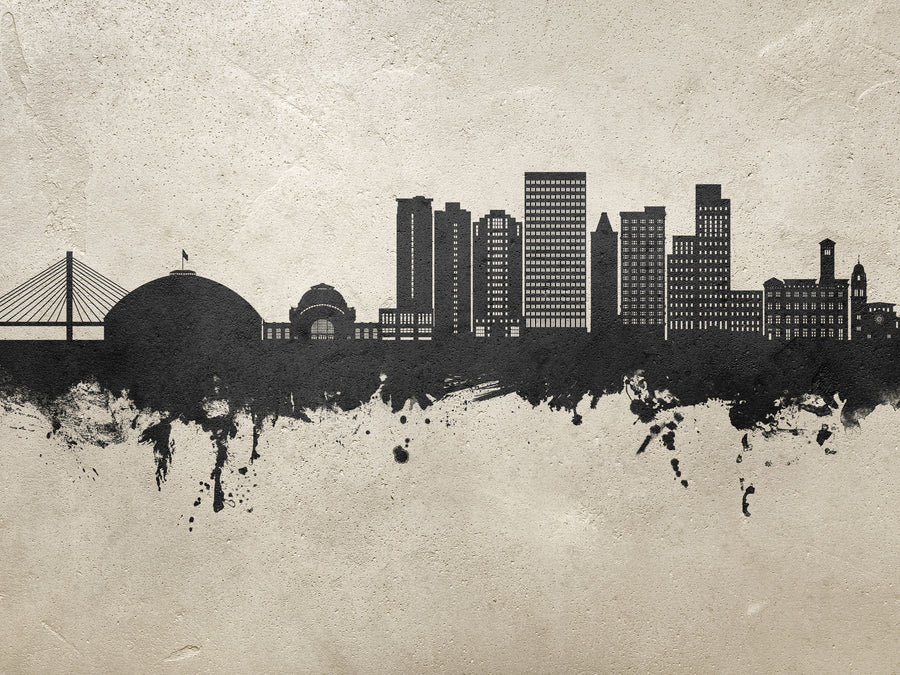 Tacoma Washington Skyline Concrete Mural Wallpaper