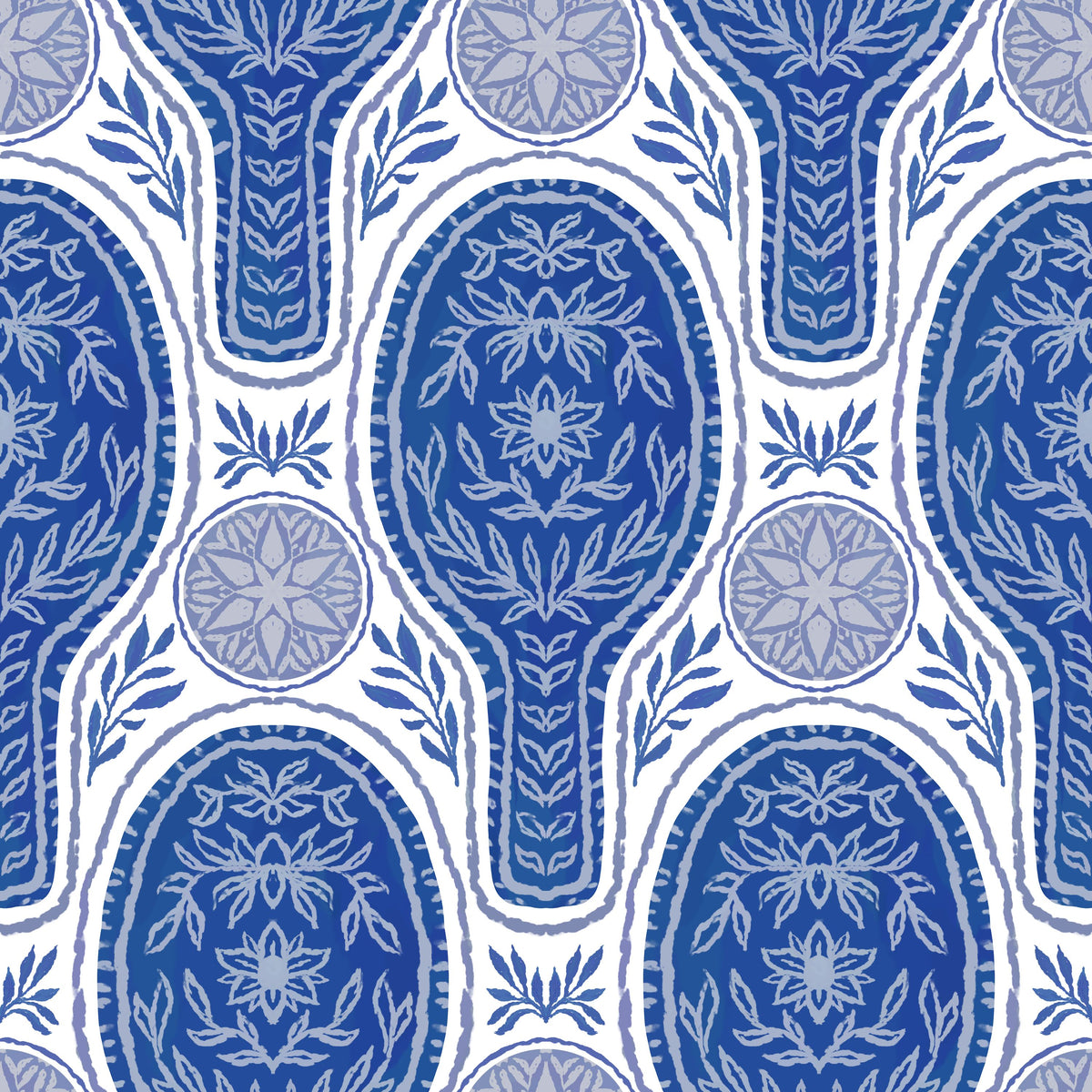 Floral Rackets, Blue Mural Wallpaper - pure wallpaper artwork