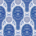 Floral Rackets, Blue Mural Wallpaper - pure wallpaper artwork